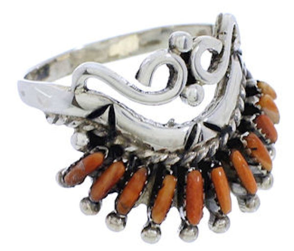 Oyster Shell Silver Needlepoint Ring Size 8-1/2 EX43535